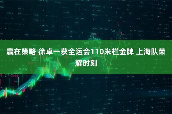 赢在策略 徐卓一获全运会110米栏金牌 上海队荣耀时刻