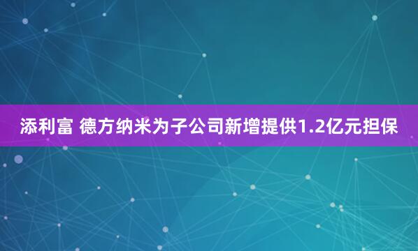 添利富 德方纳米为子公司新增提供1.2亿元担保